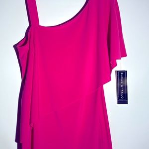Coco Blanco  NWT Asymmetrical Hot Pink Top Size Medium